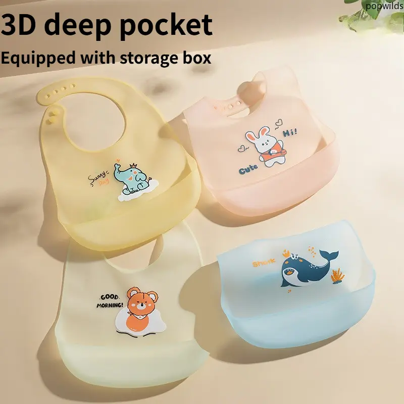 New Arrival Baby Silicone Bibs Summer Thin Lightweight Waterproof Feeding Bib For Toddlers Infant Food Catcher Dribble Apron Soft Easy Clean Portable Kids Eating Bib Daily Meal Use