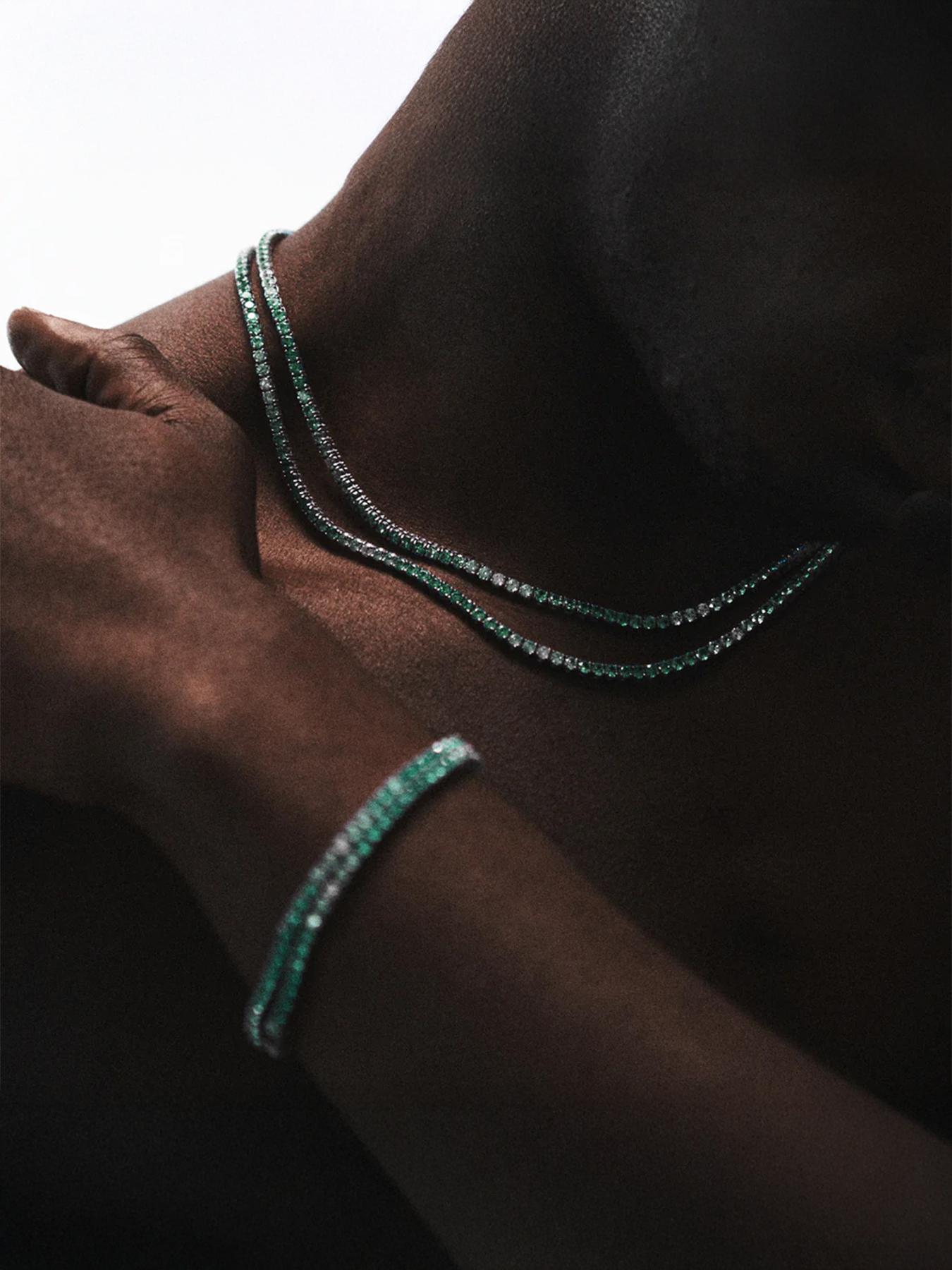 1pc ICED CHICS green zircon bracelet, hip-hop style, suitable for daily wear, gift, 4mm single-row tennis chain