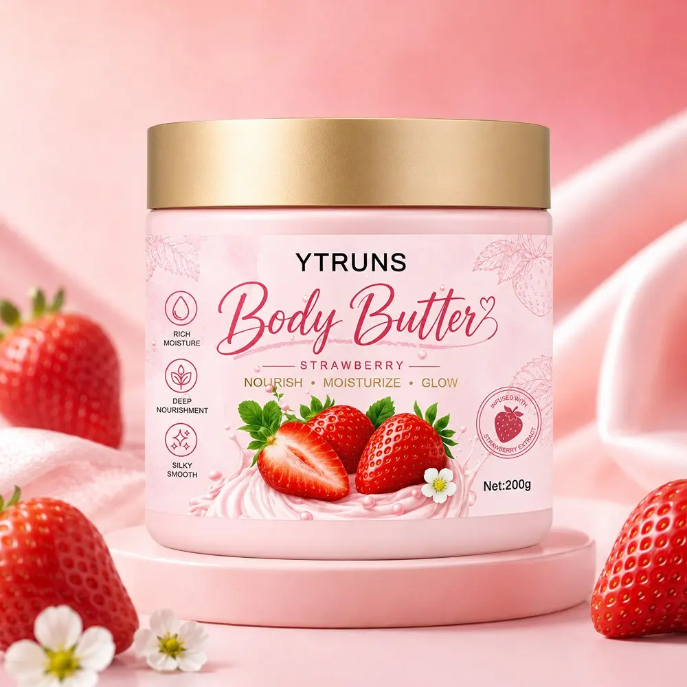 Strawberry Cake Body Cream, Nourishing Shea Butter Hydrating Body Moisturizer for Dry Skin, Rich Winter Hydration Care, Smooth Creamy Moisturizing Body Lotion, Softens Rough Areas and Leaves Skin Feeling Moist, Supple and Sweetly Scented