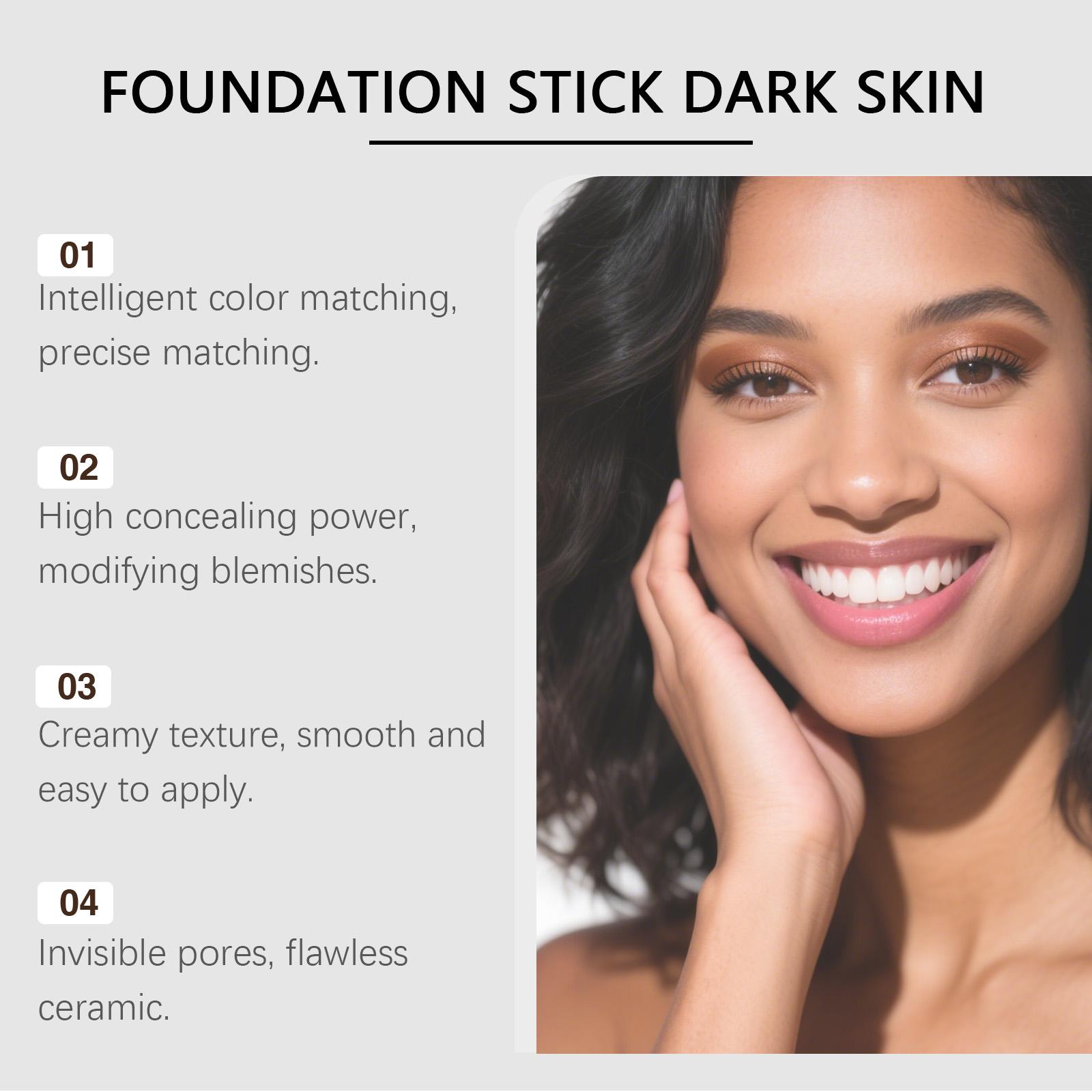 AMZ The Dark Skin Two-In-One Color-Changing Foundation Stick Has A Light And Thin Texture, Moisturizing, Brightening And Nourishing The Skin With A Matte And Clear Makeup Effect