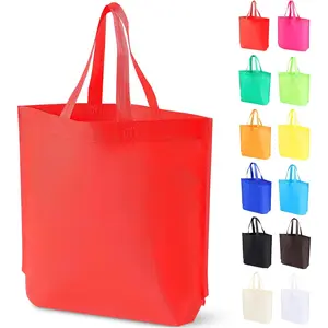 24 Pack Non Woven Tote Bags - 12 Colors Assorted, Reusable Shopping Bags Bulk for Grocery, DIY Craft & Party Favors 14.78x12.5x4 Inches (Multicolored)