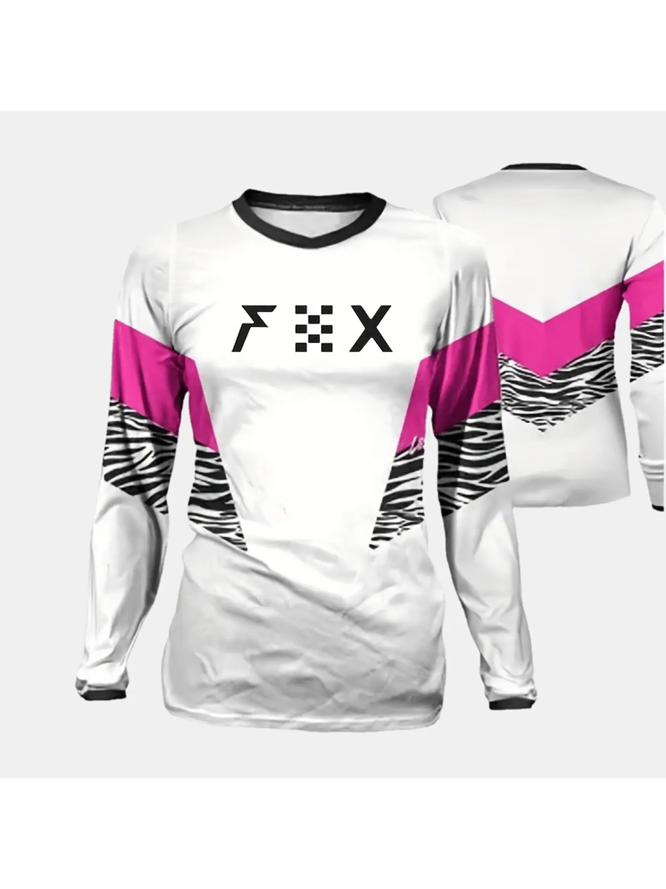 Women'S Quick Dry Long Sleeve Motocross Jersey Breathable Stretch Polyester Dirt Bike Shirt With Vibrant Geometric Design For Off Road Riding Off Roading Jersey And Mountain Biking Motorcycle Gear