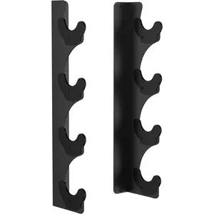 Single Hook Wall Mount Heavy Duty Vertical Barbell Holder for Olympic Barbell, Curl bar, Commercial or Home Gym Accessory (4 bars)