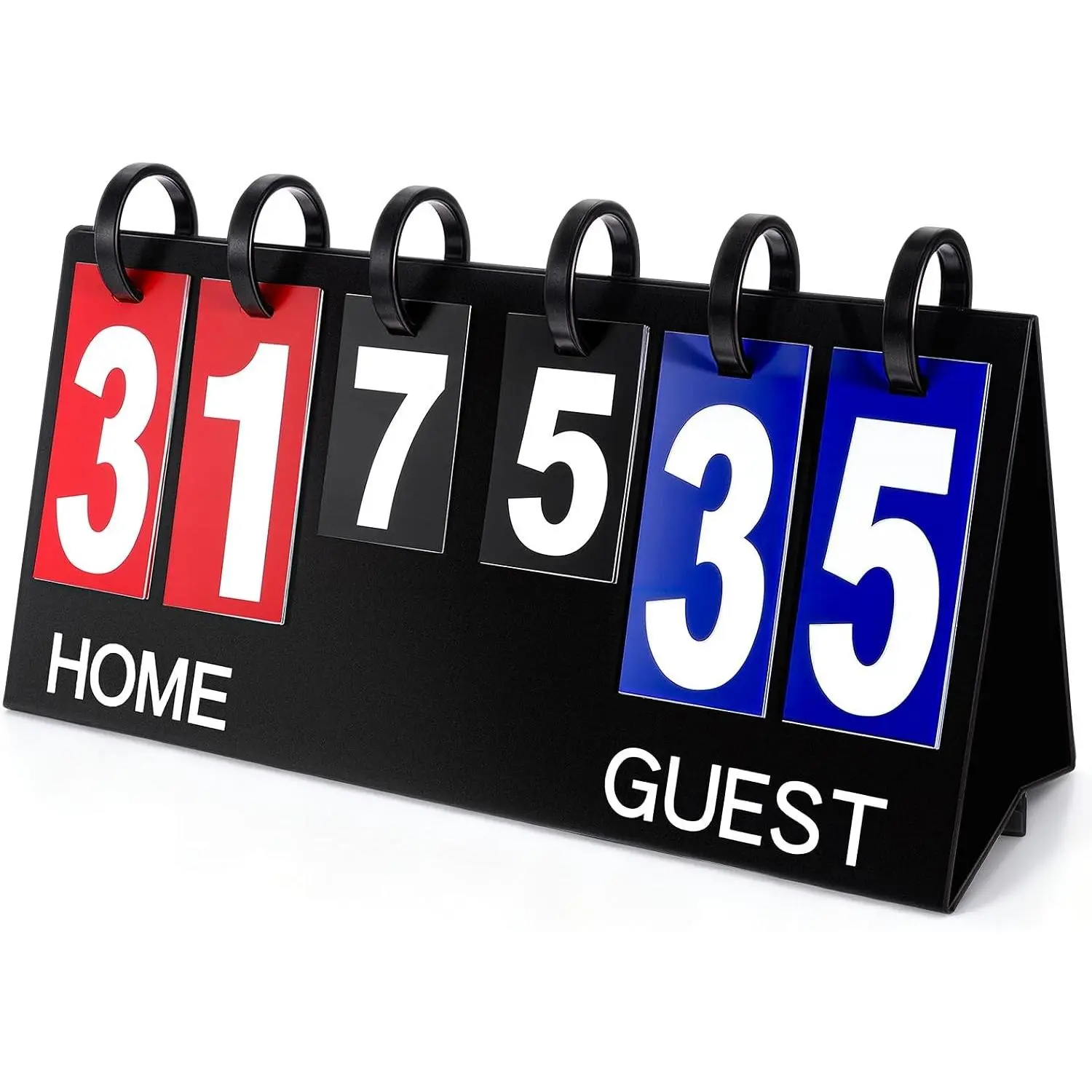 Portable Flip Scoreboard 6 Digits Tabletop Score Flipper Waterproof Flip Score Keeper Multi-Sport PVC Manual Scorekeeper for Indoor Outdoor Basketball Tennis Volleyball Soccer