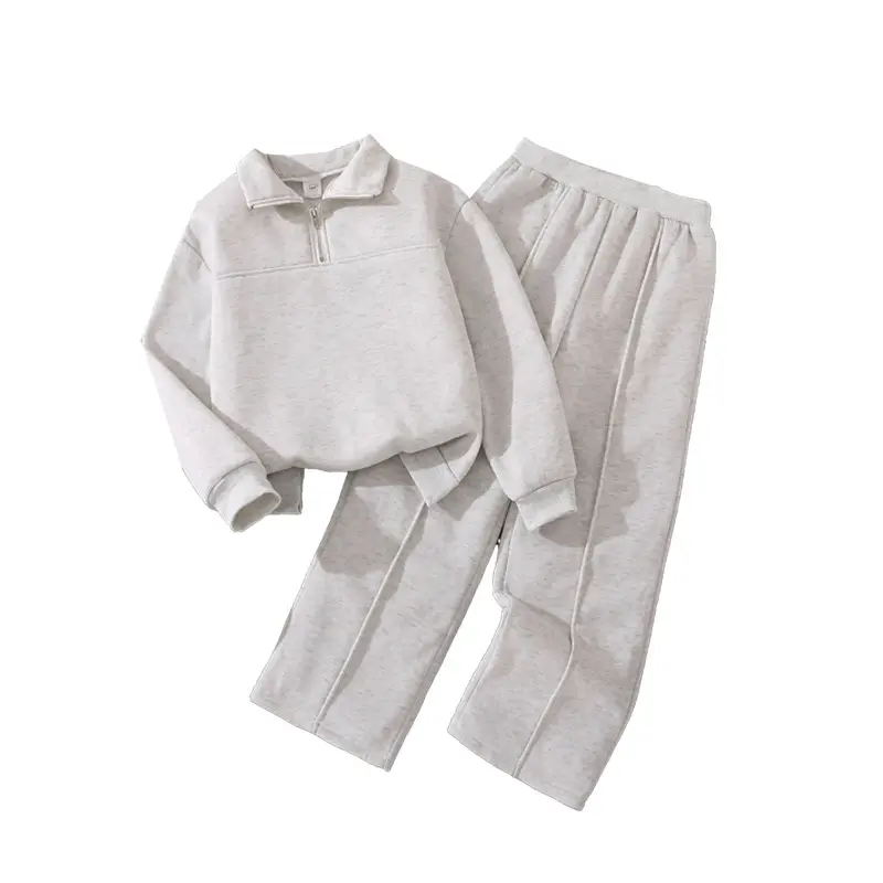 2pcs girl Half-zip Lapel Polo Sweatshirt and Long Pants Set, Made of Lightweight, Comfortable, and Skin-friendly Knitted Fabric That Is Breathable, Sweat-wicking, Durable, Pill-resistant, and Resistant to Deformation. Features a Chest Pocket