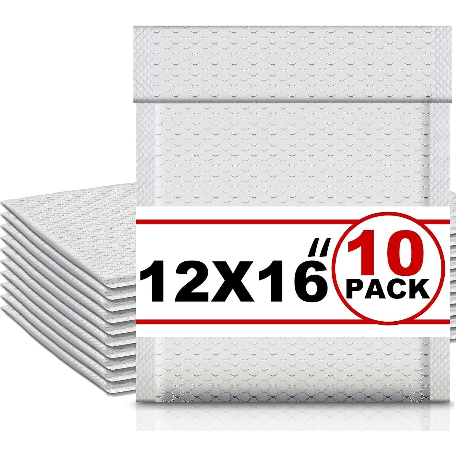 10-Pack Extra Large 12x16in Self-Adhesive Waterproof Poly Bubble Mailers, Cushioned Padded Envelopes for Business, Christmas Gift Packaging Shipping Bags