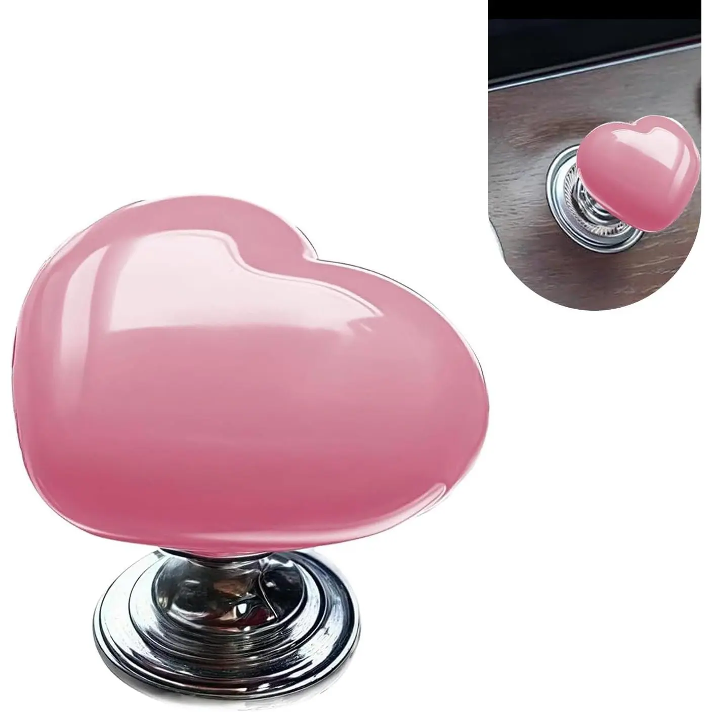 Women's Heart-Shape Ceramic Metal Car Button Cover - 1-Count Push Start/Stop Joystick Protection Decoration for Car Interior Accessories (#01)