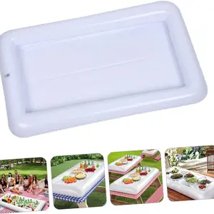 PVC Inflatable Ice Bar Pool Party Cooler Tray, Fruit Bowl, Square Beverage Bucket, Inflatable Ice Slot, Perfect for Parties