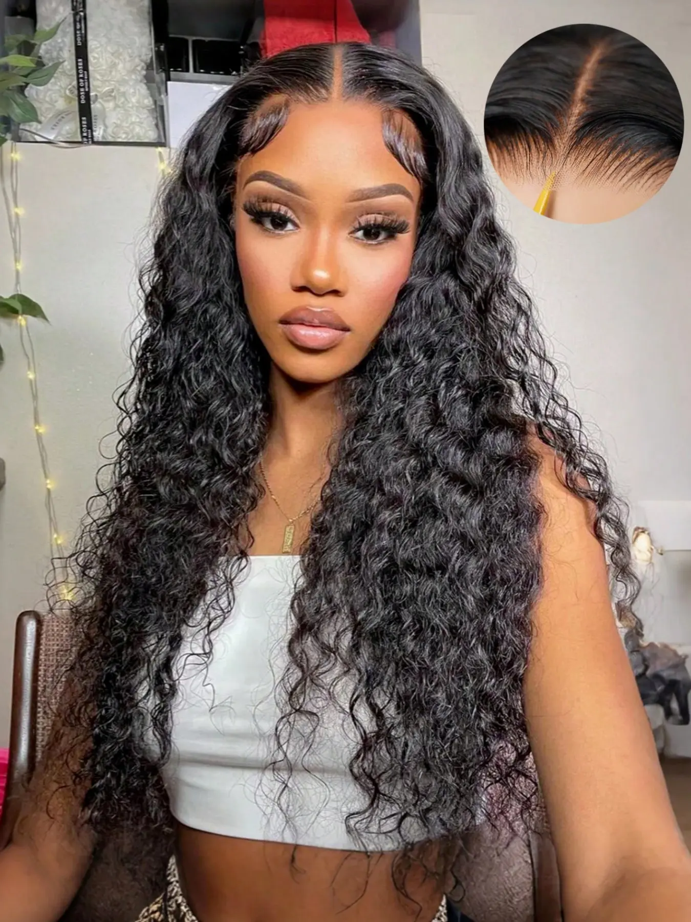 100% Human Hair Wig Ready To Wear Pre Cut 5X5 Glueless Water Wave Lace Front Wigs Transparent HD Wet And Wavy Deep Curly Lace Closure Wig