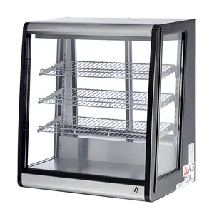 Energy Efficient Refrigerated Display Case – 196L Countertop Commercial Cooler – Double-Layer Tempered Glass, LED Lighting, Adjustable Shelf, Rear Sliding Doors – Food & Beverage Showcase for Restaurant, Cafe, Store – Black