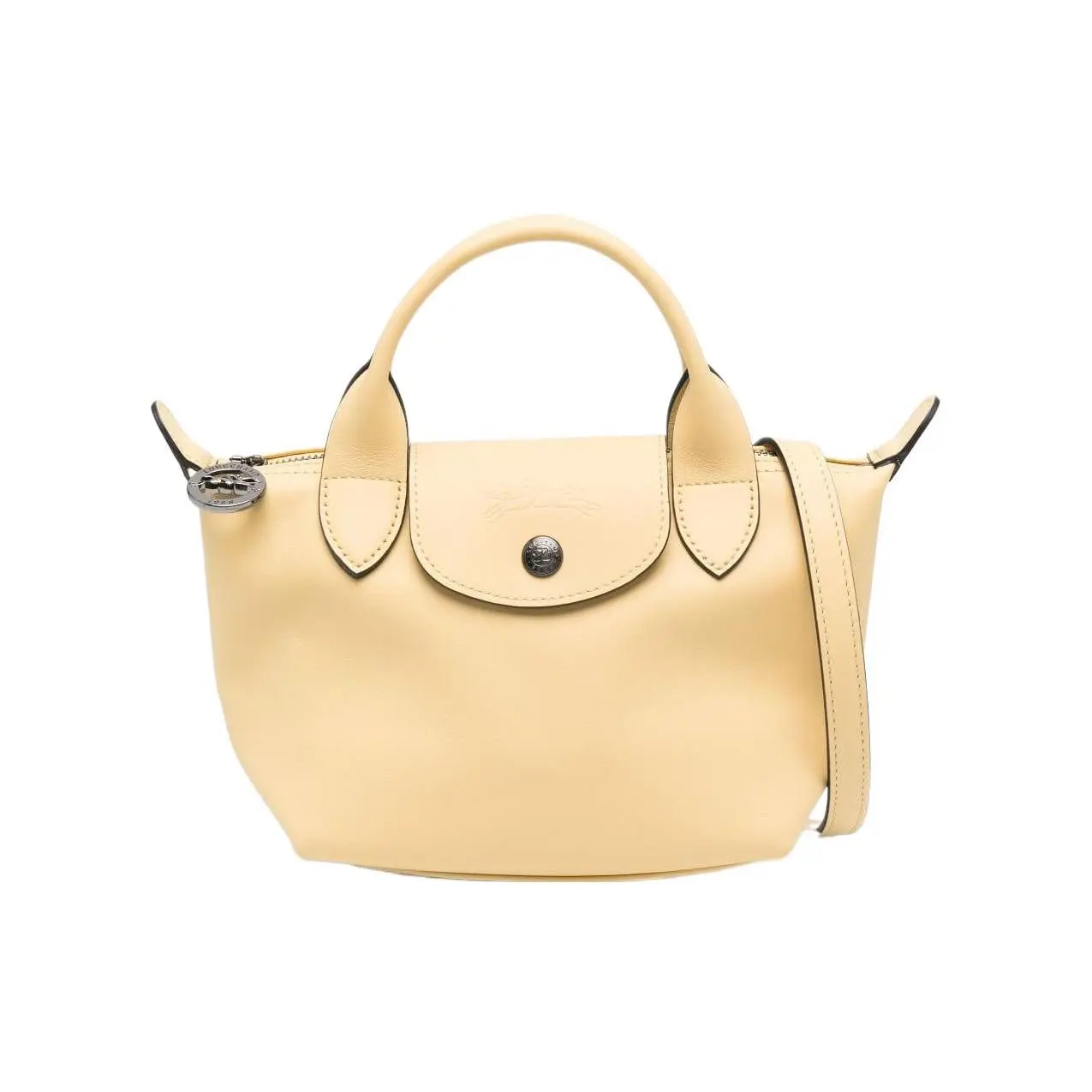 Longchamp Le Pliage Xtra 17 Mini Crossbody Bag for Women, Smooth Leather, Foldable Design, Mustard Yellow