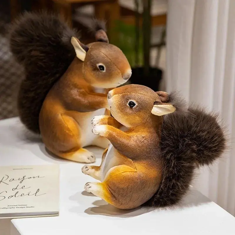 Unisex High-Quality Imitation Squirrel Plush Toys, 21-25cm PP Cotton Soft Stuffed Cartoon Dolls, Cute Decoration for Birthday Gifts, Imitation Animal