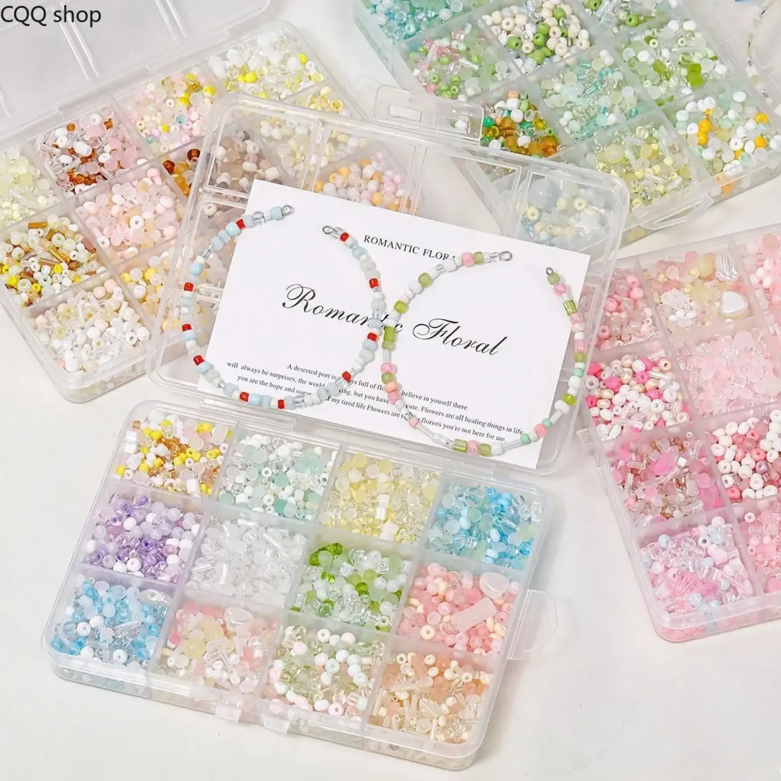 24-grid boxed glass rice beads mixed with loose beads, a complete set of handmade bracelets, beaded DIY handmade accessories materials