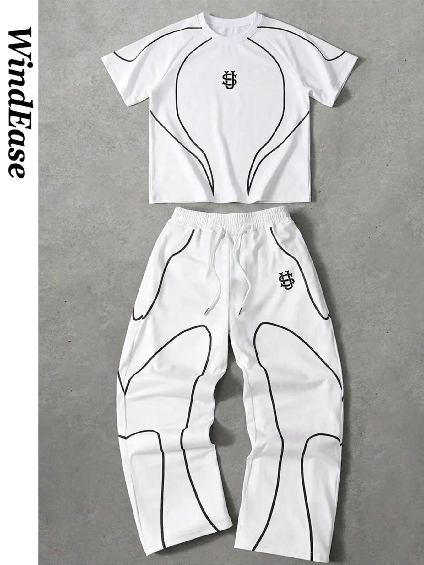 2026 New Men's Two-Piece Matching Set, Functional Style, Loose Straight Fit, Futuristic Streetwear, Versatile for Couples, Casual Wear