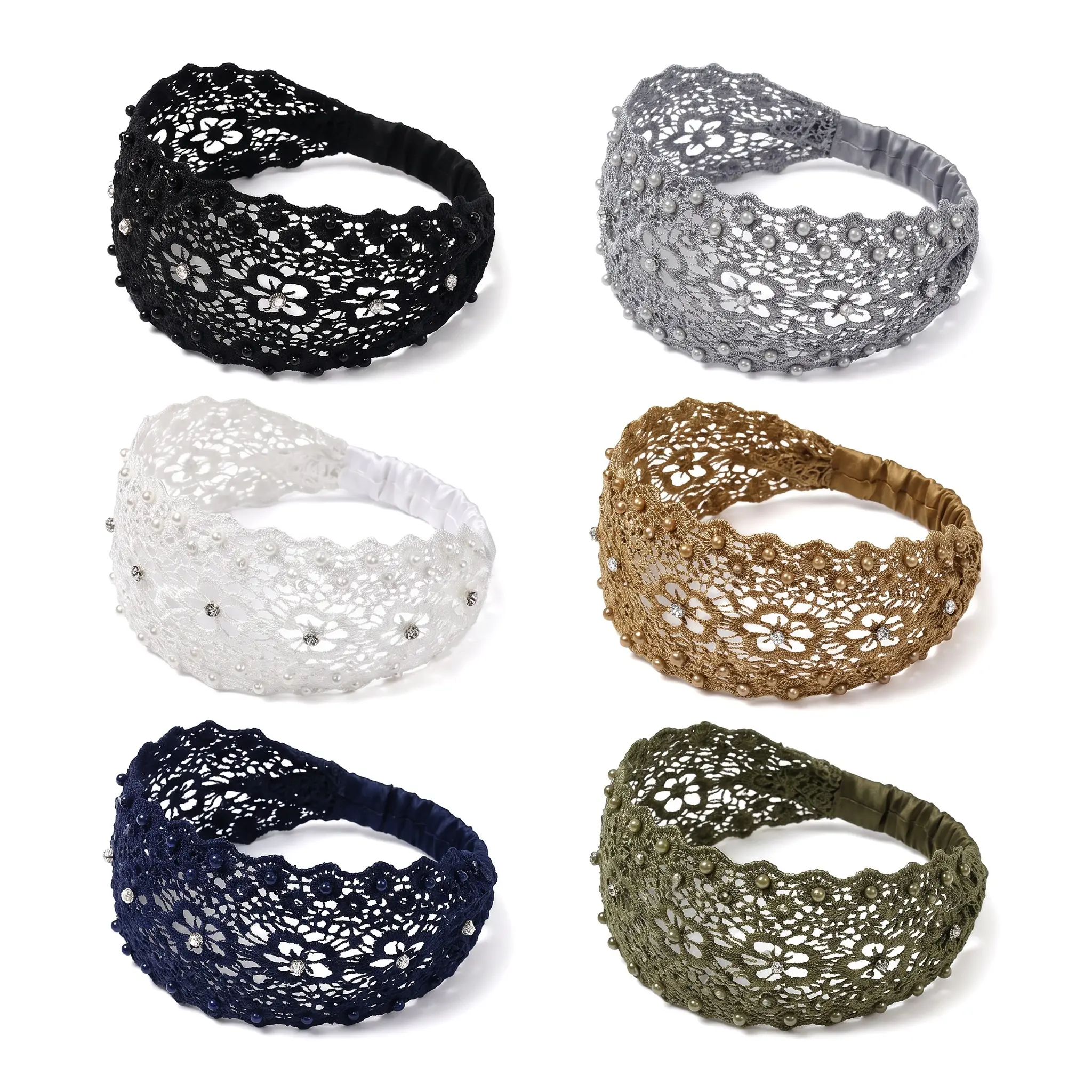 6Pcs Vintage Ethnic Floral Bead Lace Headband with Wide Edges, Fashionable Hair Accessories, Bohemian Casual Hair Accessories, Suitable for Various Occasions, Christmas, Thanksgiving, New Year Gifts headbands,headbands for women,grad cap headbands