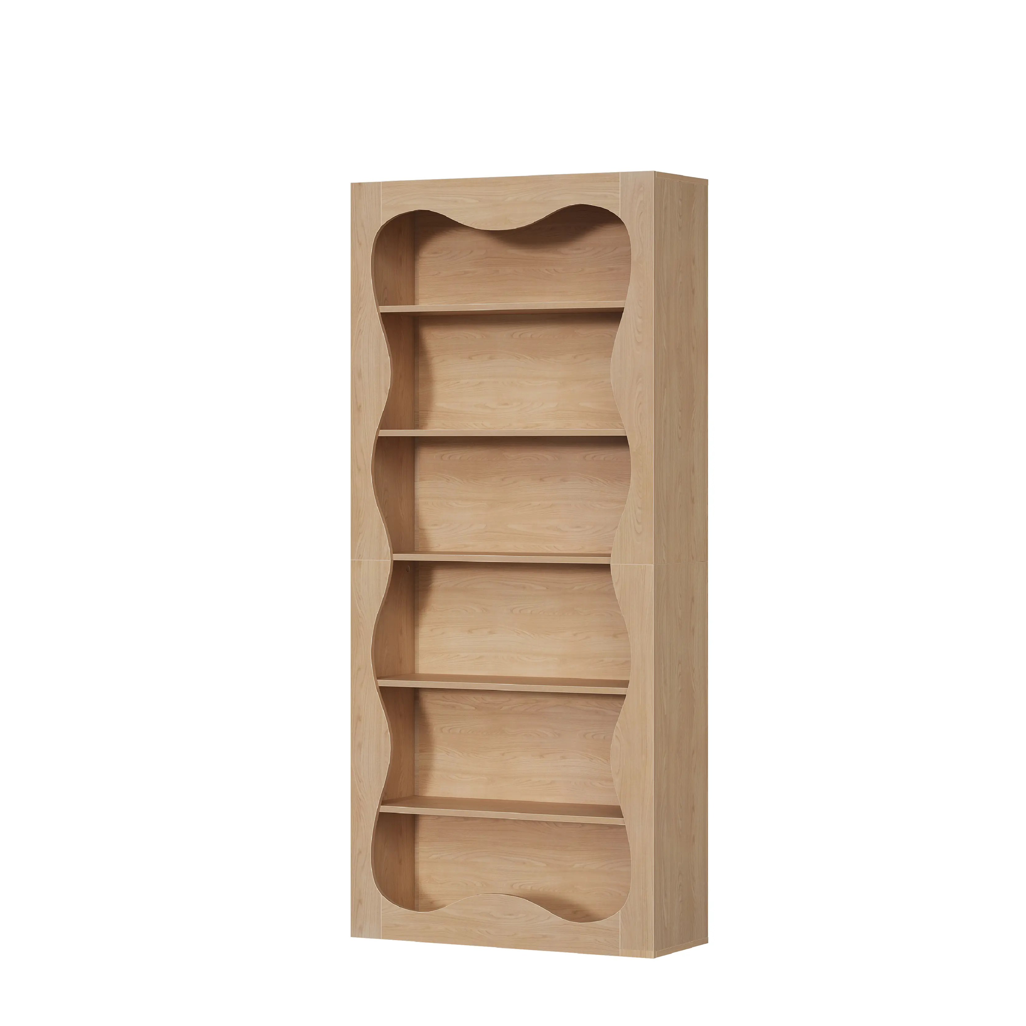 6-Tier Wavy Scalloped Edge Bookshelf - Modern Artistic Freestanding Furniture, Aesthetic Home Decor, Living Room Furniture for Storage Organization in Office & Bedroom, Office Decor