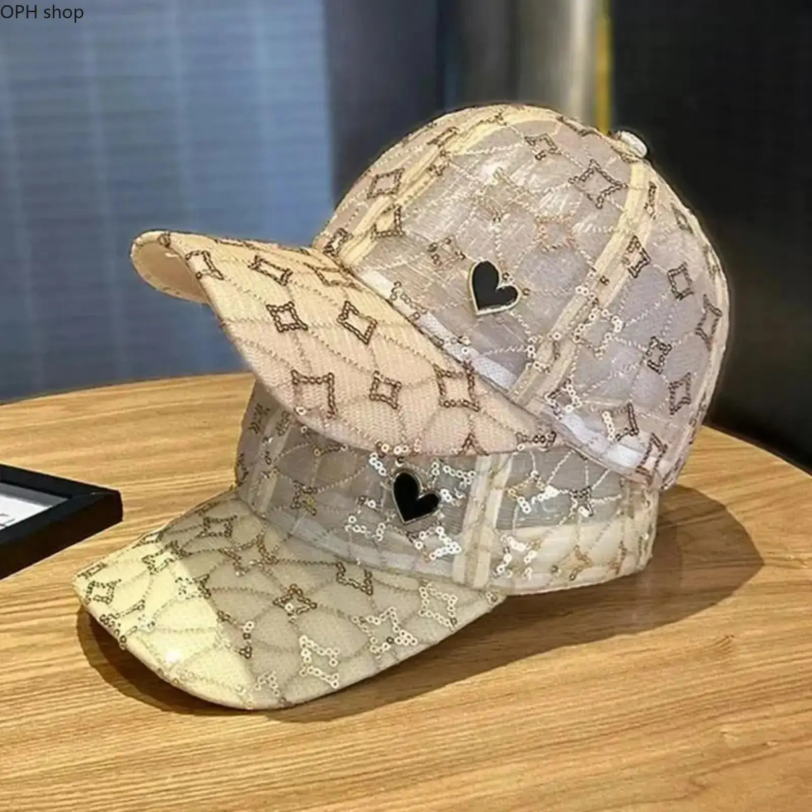 Women’s Sequin Mesh Baseball Cap - Korean-Style Breathable Hollow UV-Protection Adjustable Lightweight Sports Cap for Summer, Beach, Everyday Casual Wear