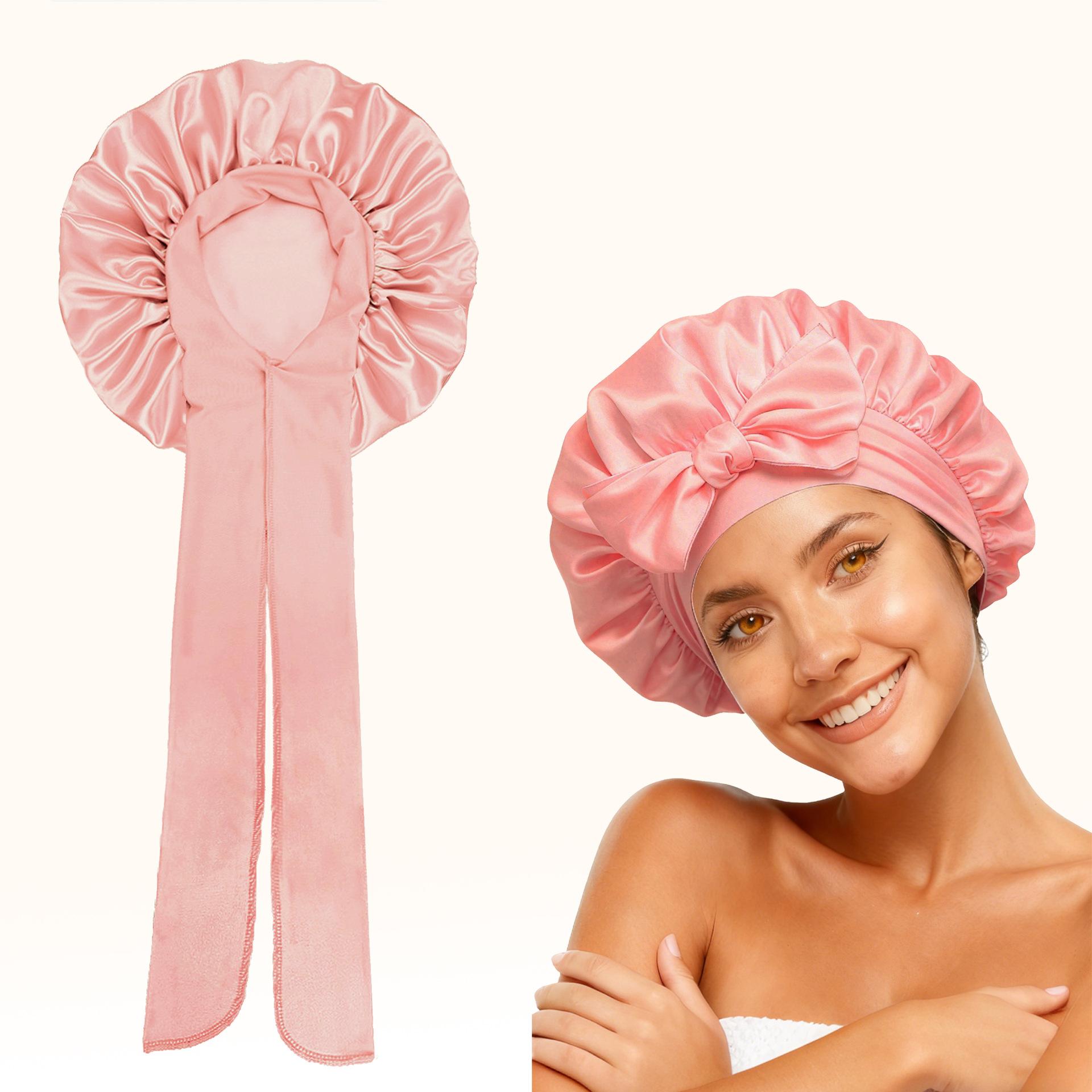 Long Bonnet Satin Hair Silk Bonnet for Sleeping Women, Silky Bonnets for Women with Tie Band, Sleep Cap for Braids Curly Hair