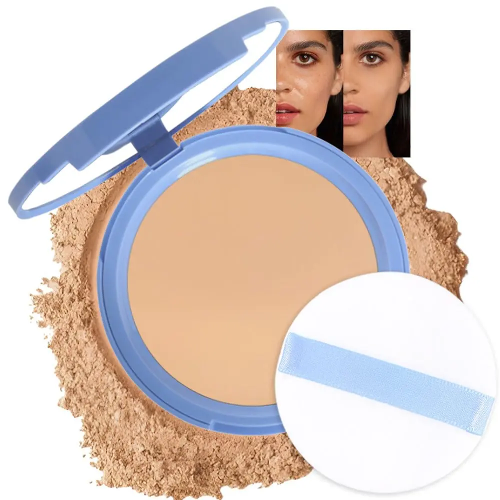 Oil Control Pressed Face Powder Compact for Women, Translucent Setting Powder Makeup Foundation for Women, Waterproof Long Lasting Lightweight, polvo compacto de maquillaje, 03 Pure Beige