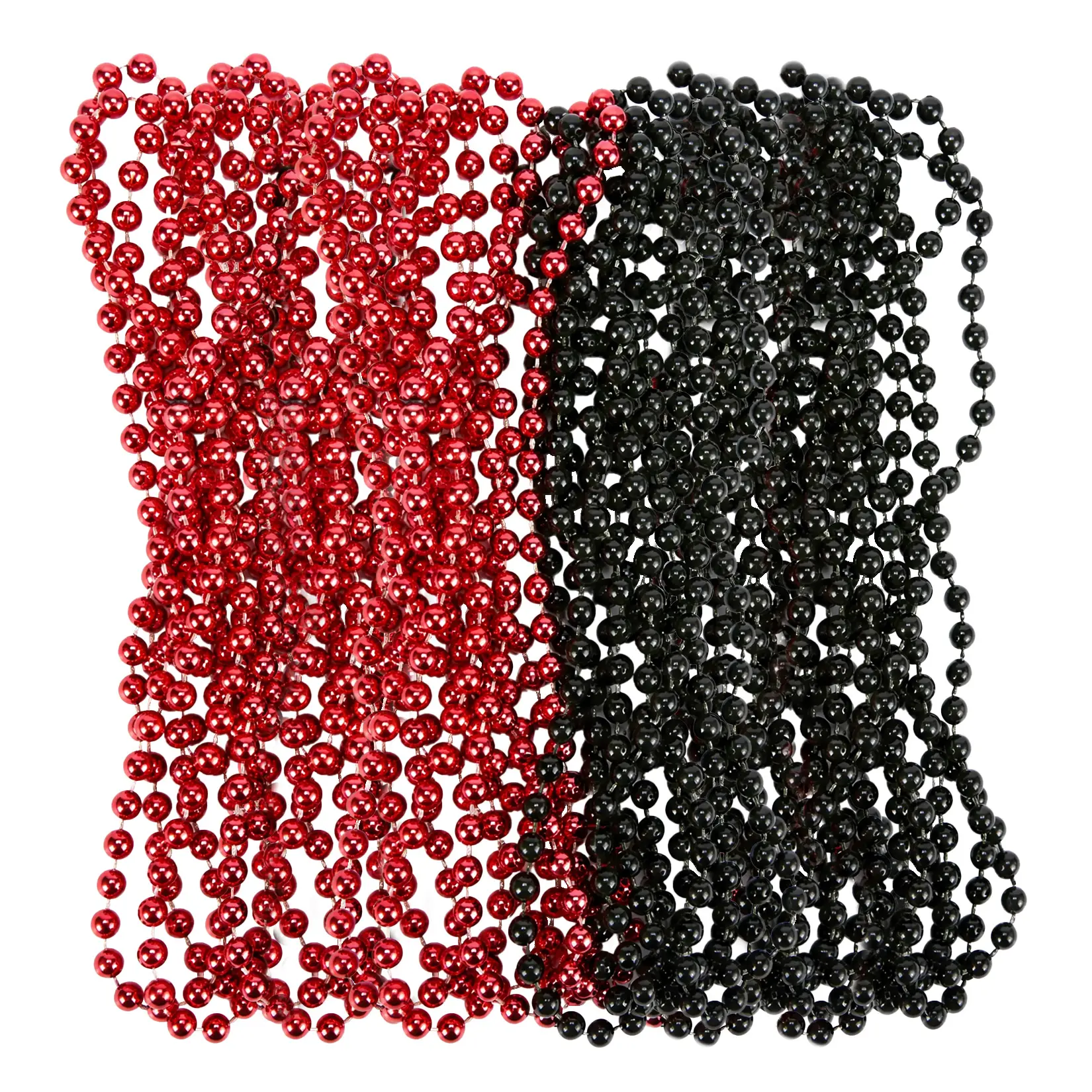 100 Pcs Party Beads Bulk Red Black, 6mm Plastic Connect Bead Necklaces for Mardi Gras Halloween Pirate Fiesta, Festival Parade Costume Accessories, Carnival Party Favors Supplies for Adults Kids Celebrations