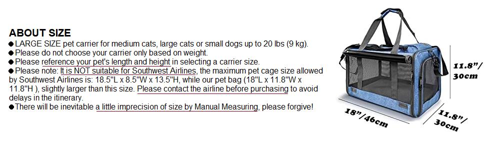 Soft-Sided Pet Carrier for Large Cats | Cat Stuff for Indoor & Travel Bag Medium Cat 20lbs Washable with Privacy Curtains Home Outdoor