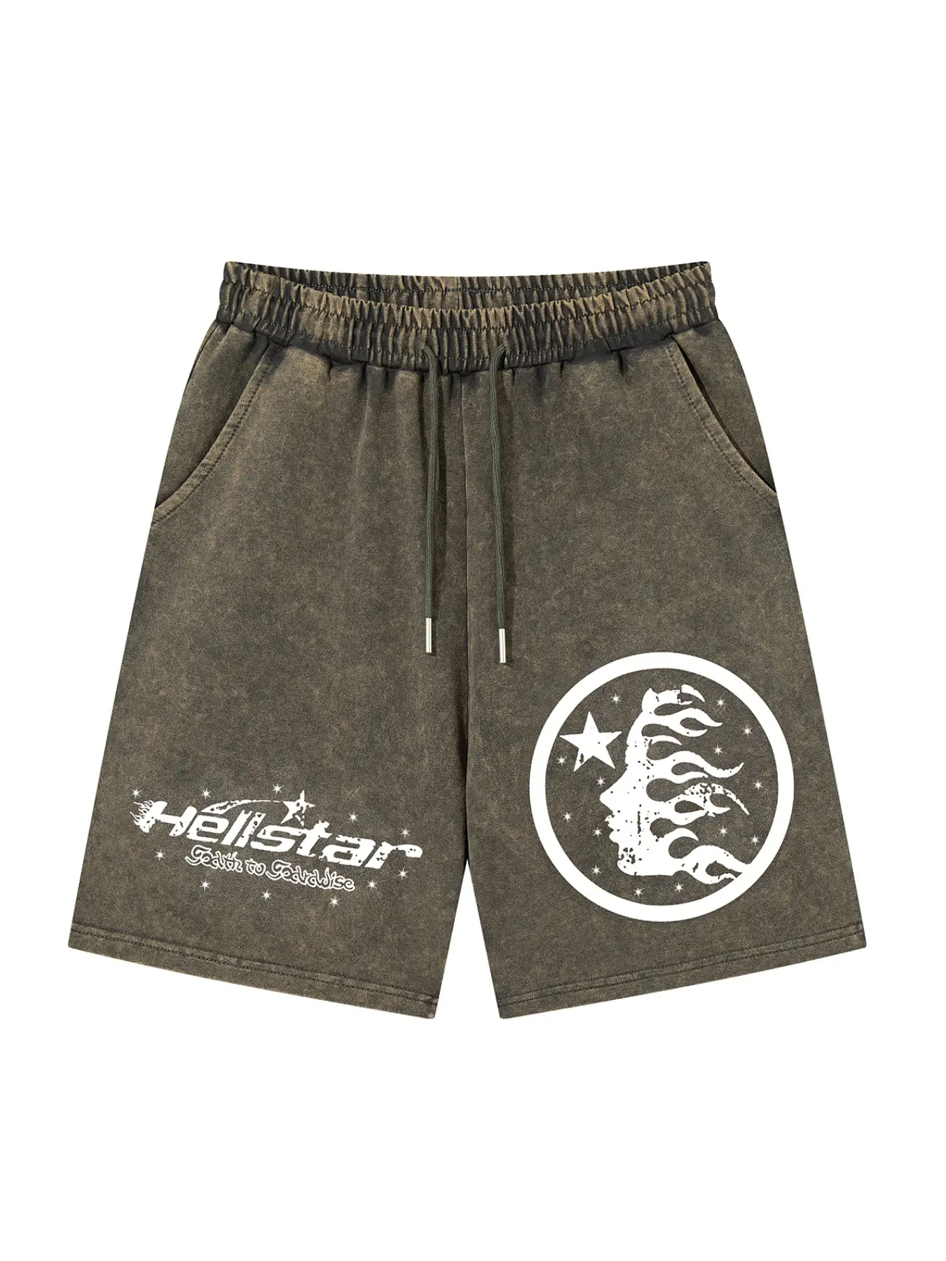 American Vintage Washed Tie-Dye Sanskrit Cross Short Pants, Men's Summer New Fashion Casual Sports Pants, Trendy and Comfortable