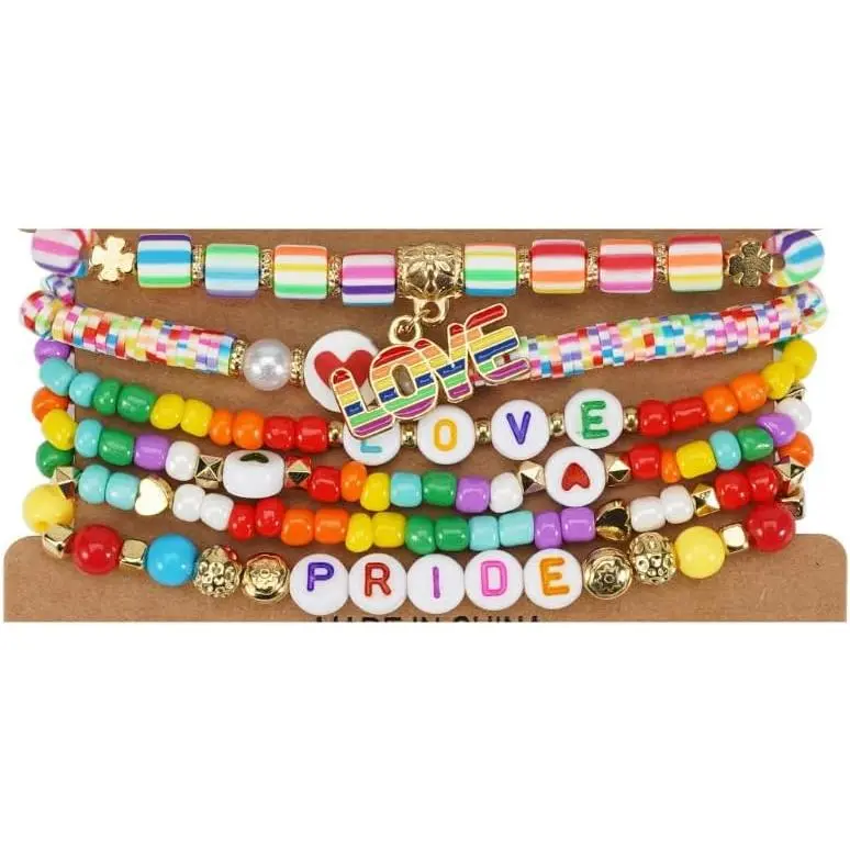Rainbow LGBTQ Pride Bead Bracelet Set For Women Bohemian Rainbow Gay Heishi Bracelet Love Wins  Lesbian Pansexual Bisexual LGBTQ