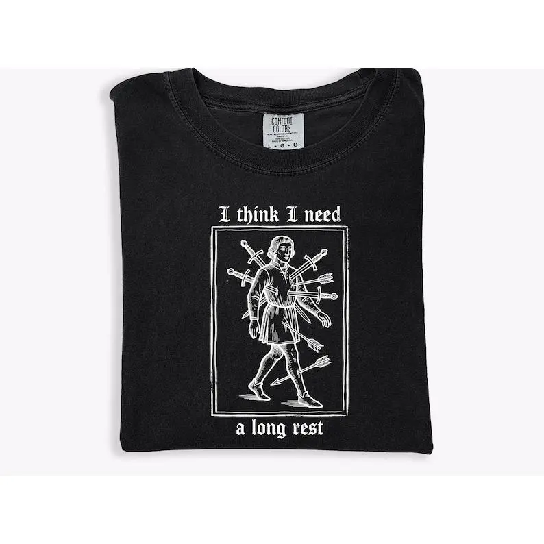 Fun Dungeons & Dragons T-shirt "I think I need a long break" T-shirt, DND graphic T-shirt,