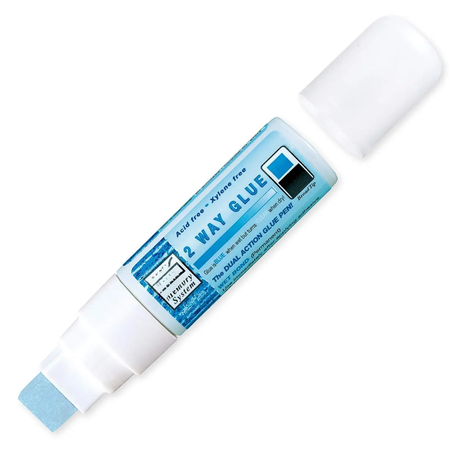 Kuretake 2-Way Stick Adhesive Pen, 15mm Board Tip Glue, Drip-Free Synthetic Dual Bond, AP-Certified Hardware Adhesive Tool