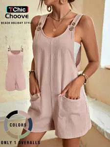 Summer Women's Shorts Overall Pants, with Pocket, Adjustable Shoulder Straps, Comfortable, Casual and Stylish, Perfect for Daily Wear