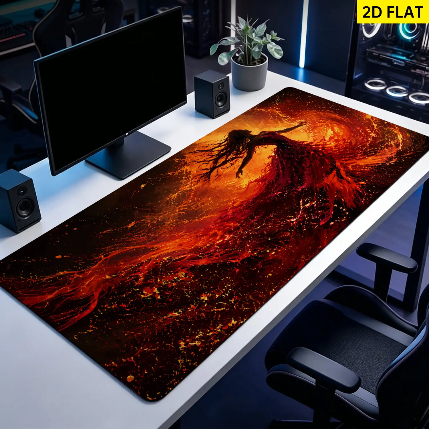 Extra Large flame goddess art Mouse Pad,Non Slip Rubber Pad,Desktop Decoration Drotection Pad,Washable,Lock Edge Multi Size,Premium Multipurpose Mousepad For Office,Gaming Desk,Gift for Family and Friends