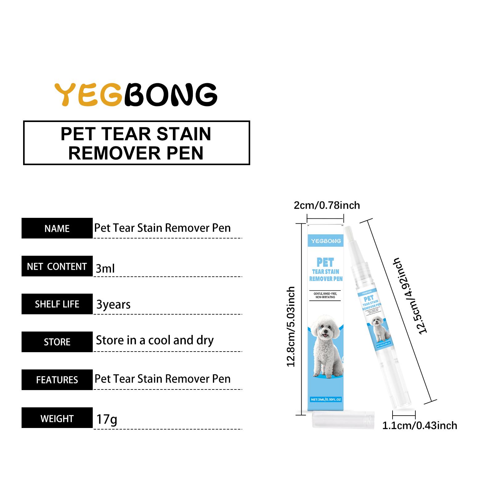 Cat And Dog Tear Stain Care Pen: Clean Tear Stains Around The Eyes Of Cats And Dogs. Universal Care Drops For Pet Cats And Dogs