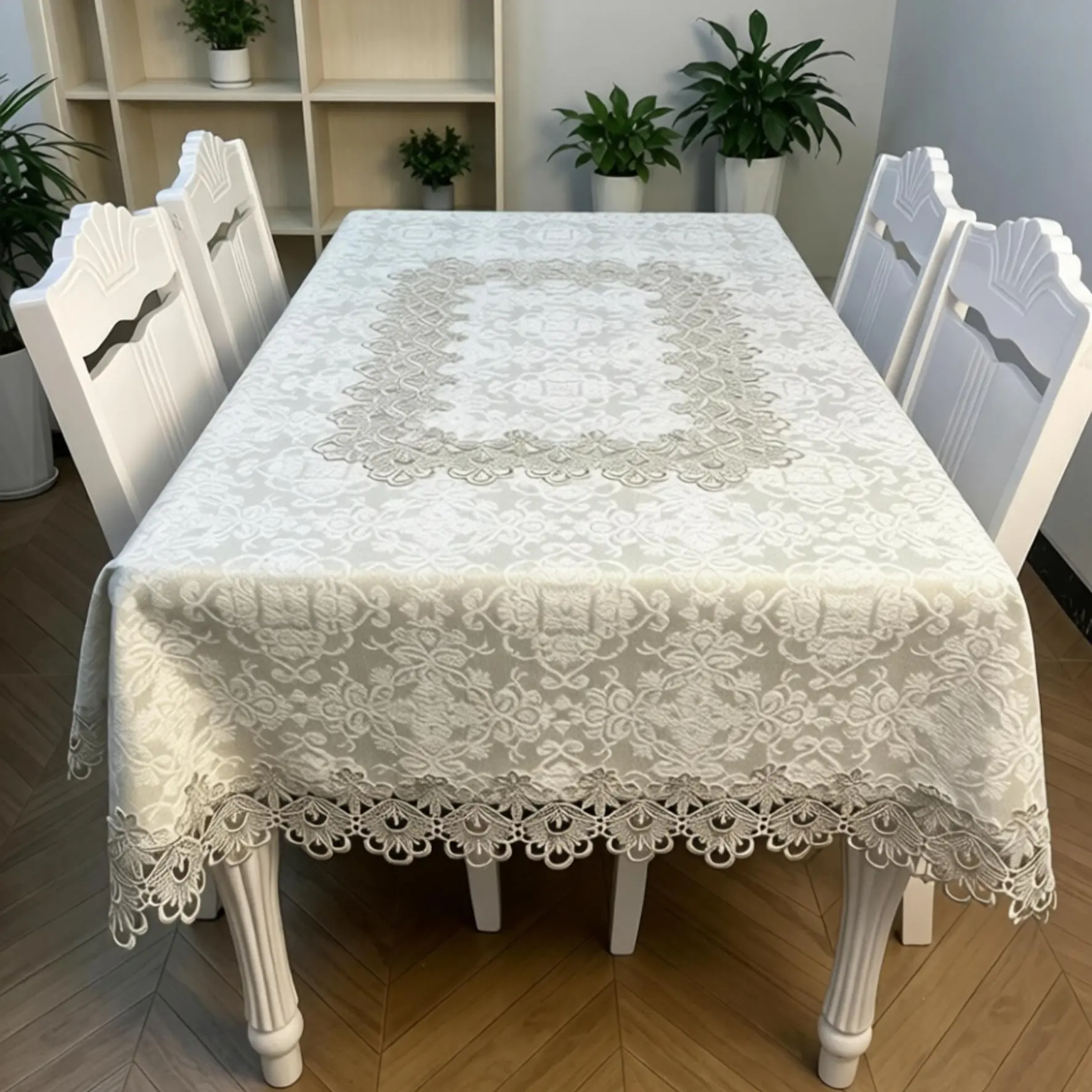 Embroidered Tablecloth, European Style Durable Heat-Resistant Easy-Clean Rectangular Cloth, Ideal for Kitchen Living Room Cafe, Multiple Sizes Available