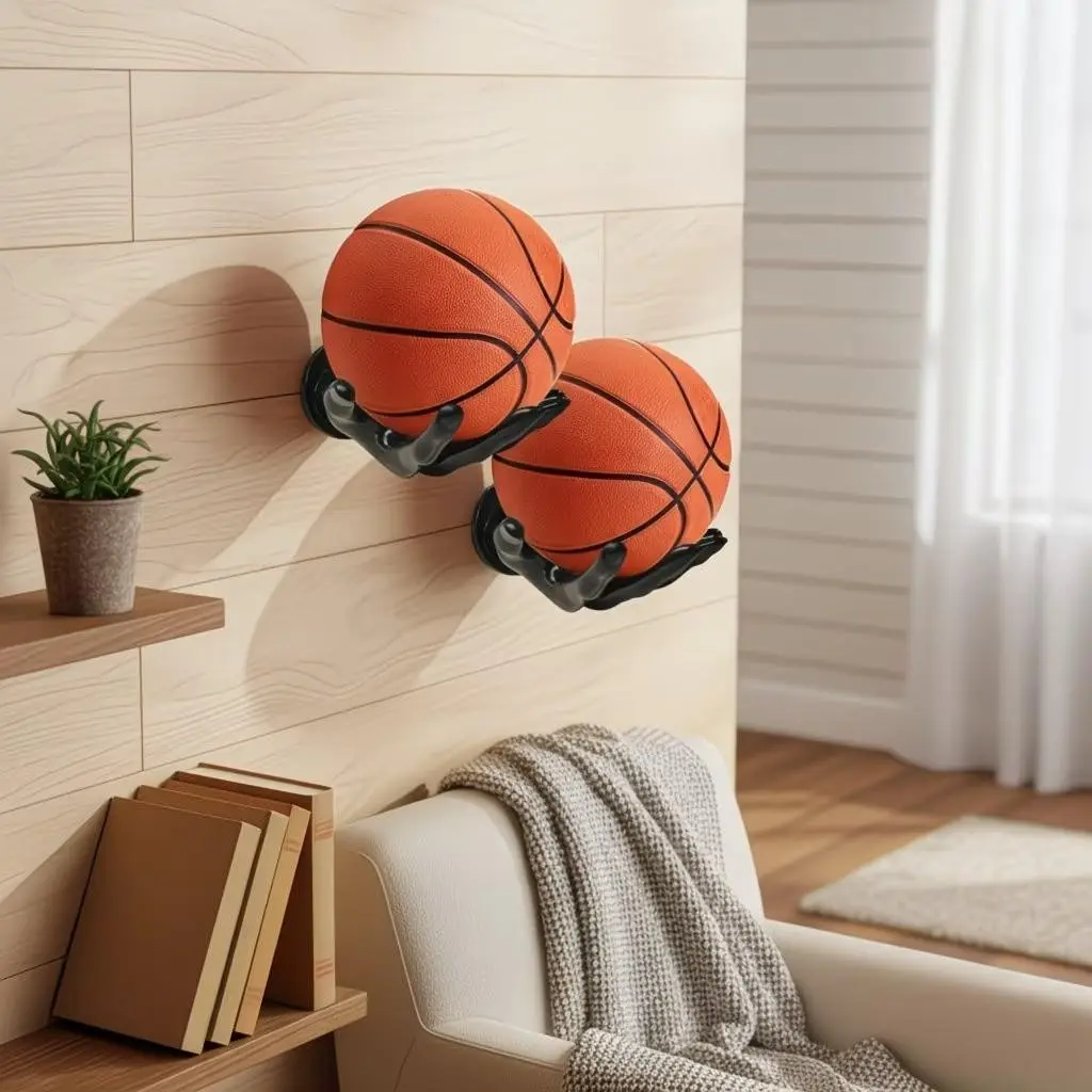 Creative Replica Hand Model Basketball Rack, Soccer Stand, Decorative Ball Holder, Storage, Organiser and Display Rack for Sports Equipment Easy Installation