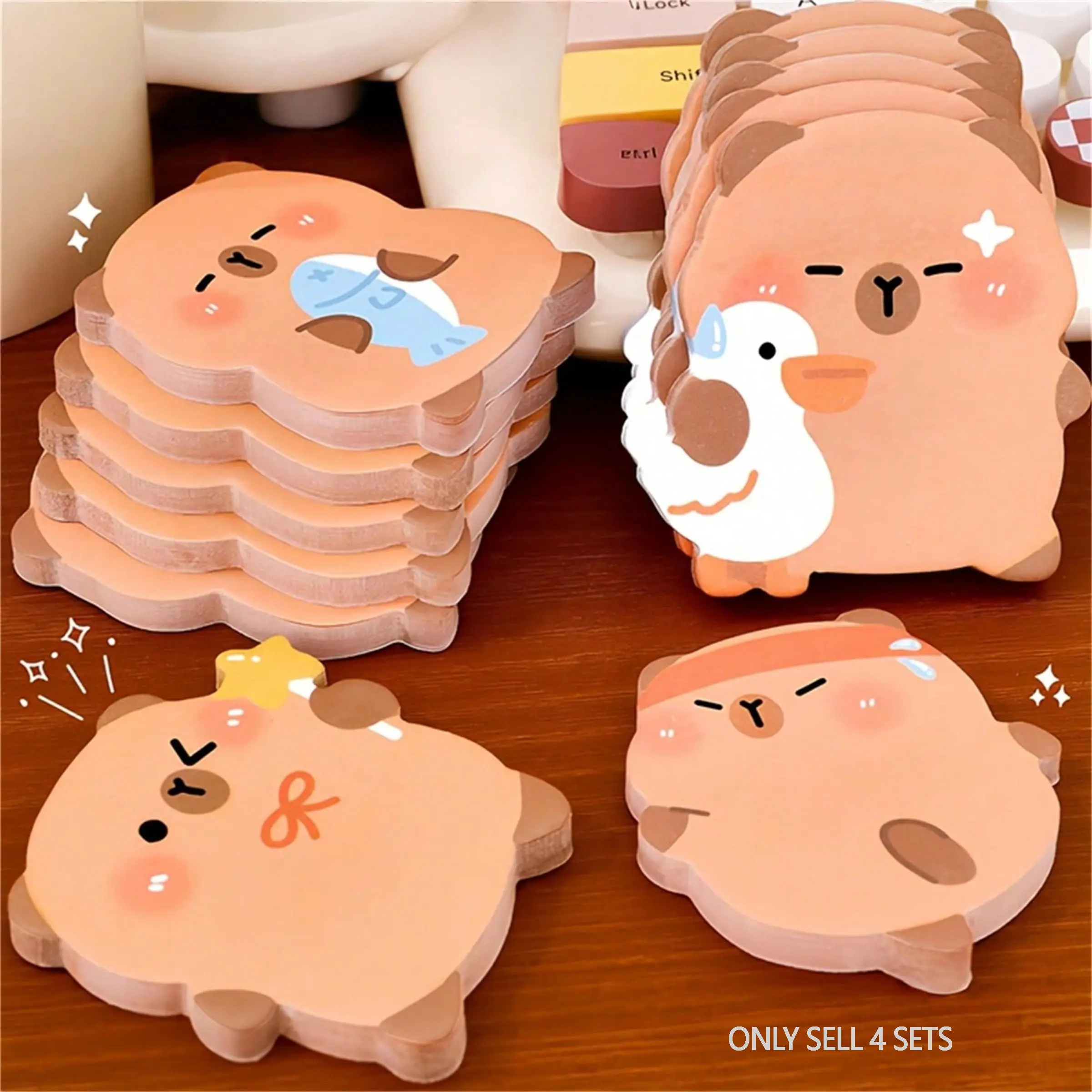 240 Capybara-Shaped Sticky Notes, Easy-Tear Design, Ideal for Reminders & Notes, Perfect for Office, School, Easter, Parties