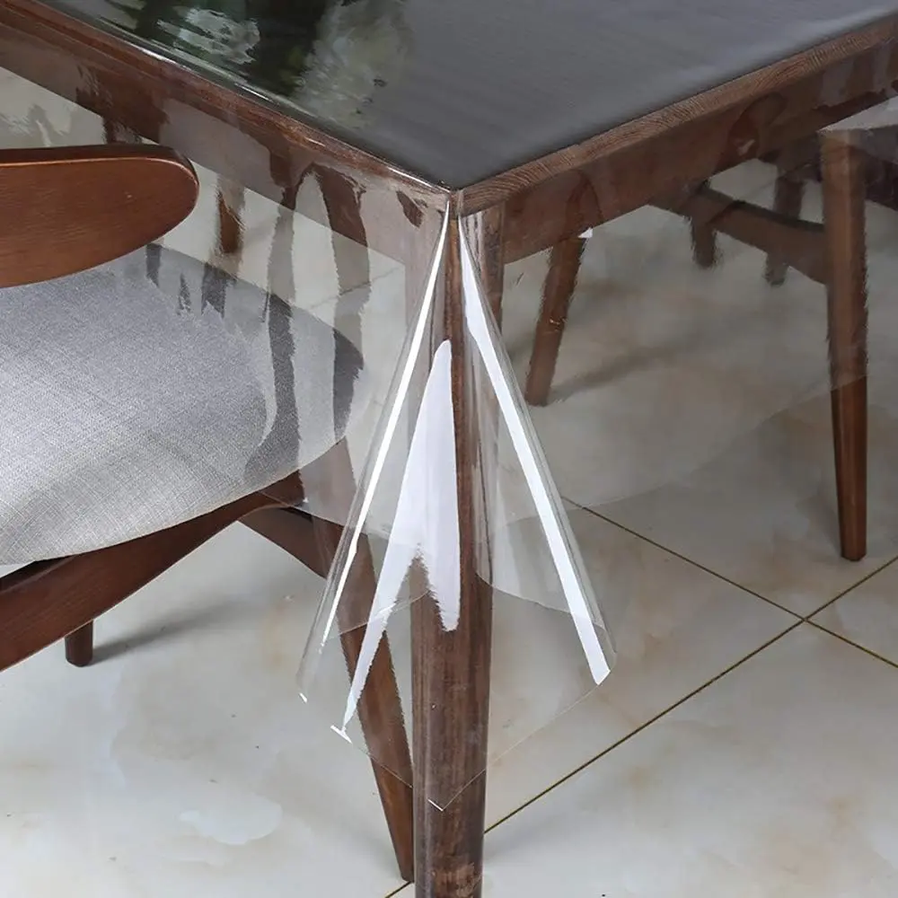 Clear Vinyl Tablecloth Protector /Oil-Proof Plastic Square Transparent Sheet Table Cover 54X54 Inch