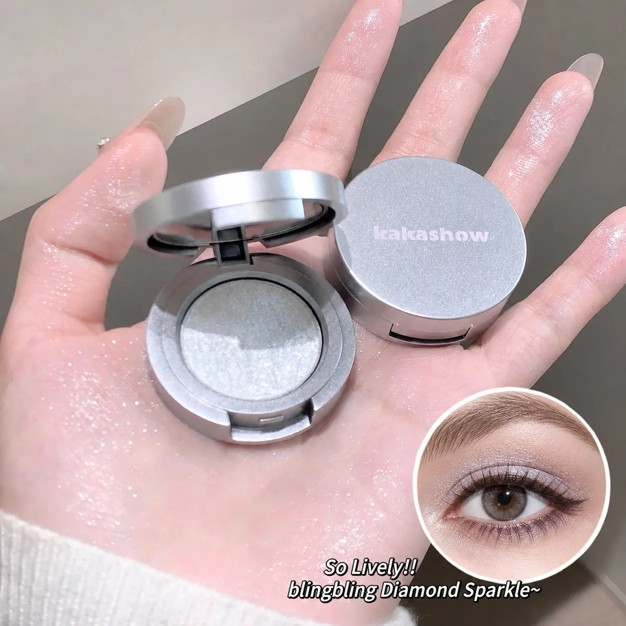 Kakashow Single Color Eyeshadow Cream, Glittery Pearl Finish, Natural Highlighting, Long-Lasting, Non-Shedding Eye Shadow Palette