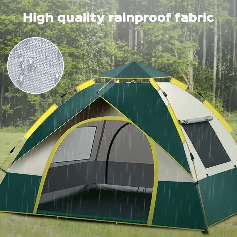 2-6-Person Automatic Pop-Up Tent with UV Protection, High Quality & Mosquito-Proof Mesh - Fully High Quality Tent Fly, Zipper Closure, Easy Setup for Camping, Beach, Park, Beach Shelter |     Spacious Interior |     Sturdy Support Poles (Without Top Cover
