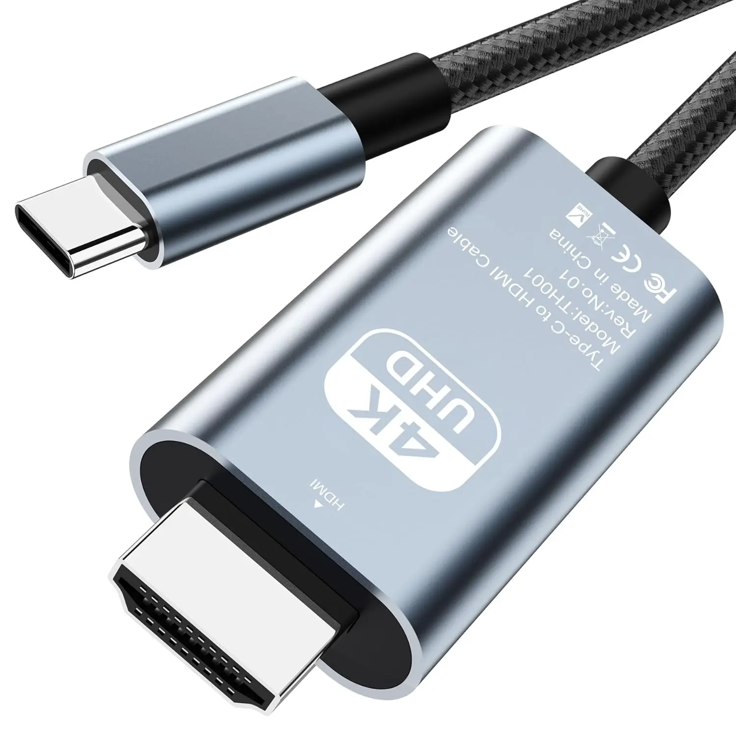 USB C to HDMI Cable 4K@60HZ (2M/6.6FT), USB C to HDMI Adapter New Nylon, USB-C to HDMI Cable Unidirectional [Thunderbolt 3/4 Compatible] for MacBook Pro/Air, iPad Pro,Samsung S Serise