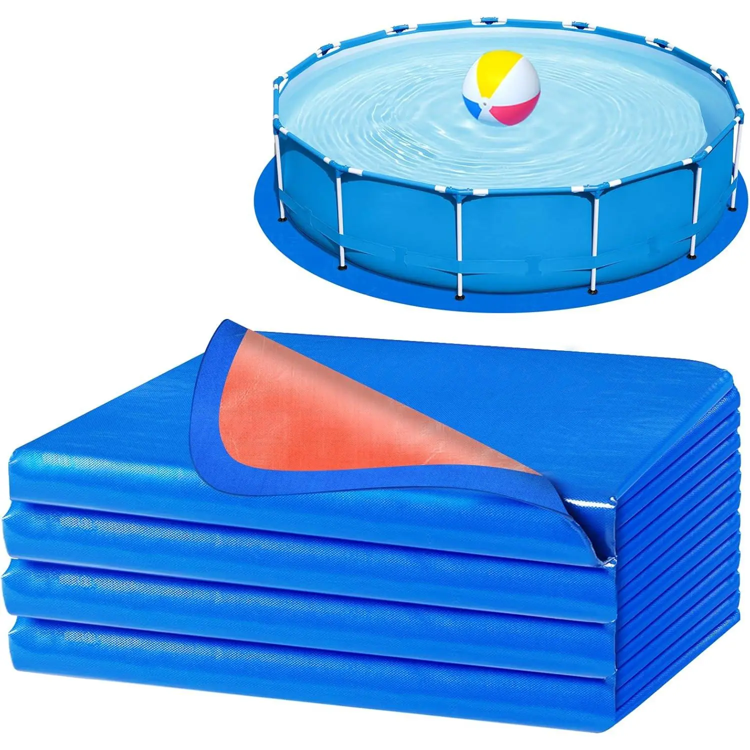 18 Ft Pool Liner Pad for Round Above Ground Pools, Thickened Pool Mat Tarp for Under Pool, Dual-Color Pool Ground Pad Cloth Floor Mat for Pool Bottom, Puncture Protection & Extend Liner Life