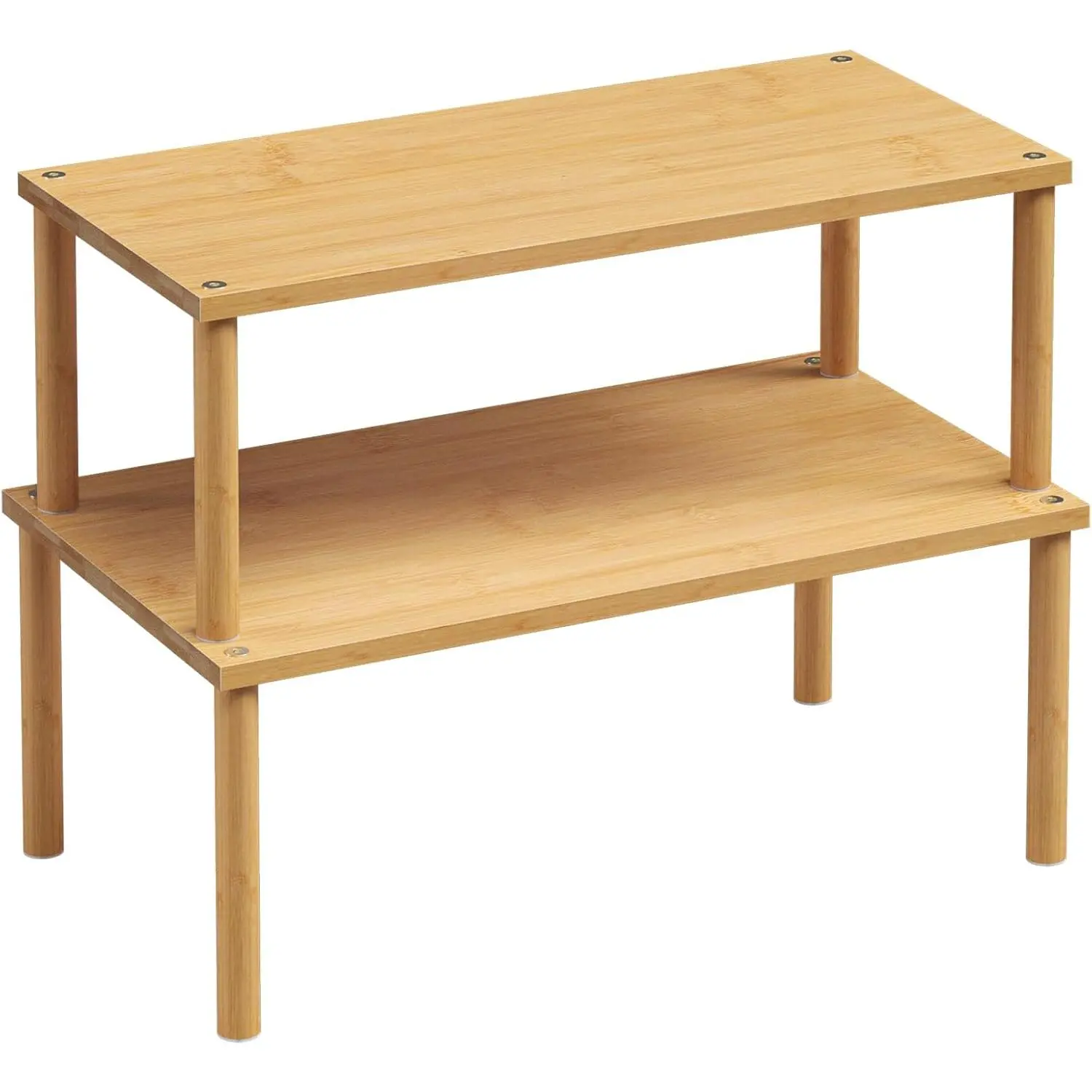 Cabinet Organizer Shelf(Set of 2),Kitchen Counter Shelves,Bamboo Stackable Expandable Spice Rack Countertop(Large)