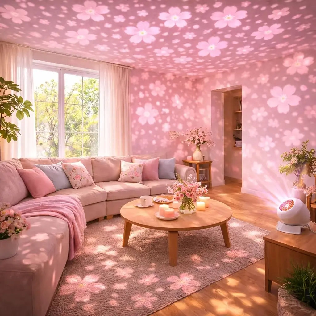 Dynamic Cherry Blossom Projection Night Light, USB Powered, 360° Rotatable. It Creates Soft Spring Romantic Atmosphere, Fits All Home Decor Styles, Perfect for Decoration & Gifting on Valentine’s Day, Mother’s Day, Weddings and Birthday Parties.