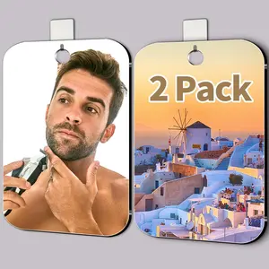 2 Pack Fogless Shower Mirror for Shaving, Larger 10.7x8 inch Plexiglass Unbreakable Hanging Plastic Mirror for Shower Travel Camping Bathroom