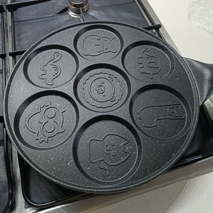 7-hole pancake pot, non stick animal pancake making, mini pancake mold, flat bottomed pan