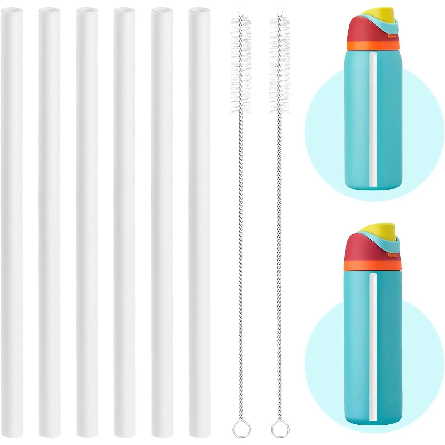 Straw  Compatible with  Water Bottle 24 oz,32 oz - Accessories Set Include 6 Pack  Straws,2 Pack Cleaning Brushes