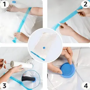 Vacuum Storage Bags for Clothes, Space Saving Compression Storage Bags with Hand Pump, Heavy Duty, Stackable, Jumbo Size, Clear, 6-Pack