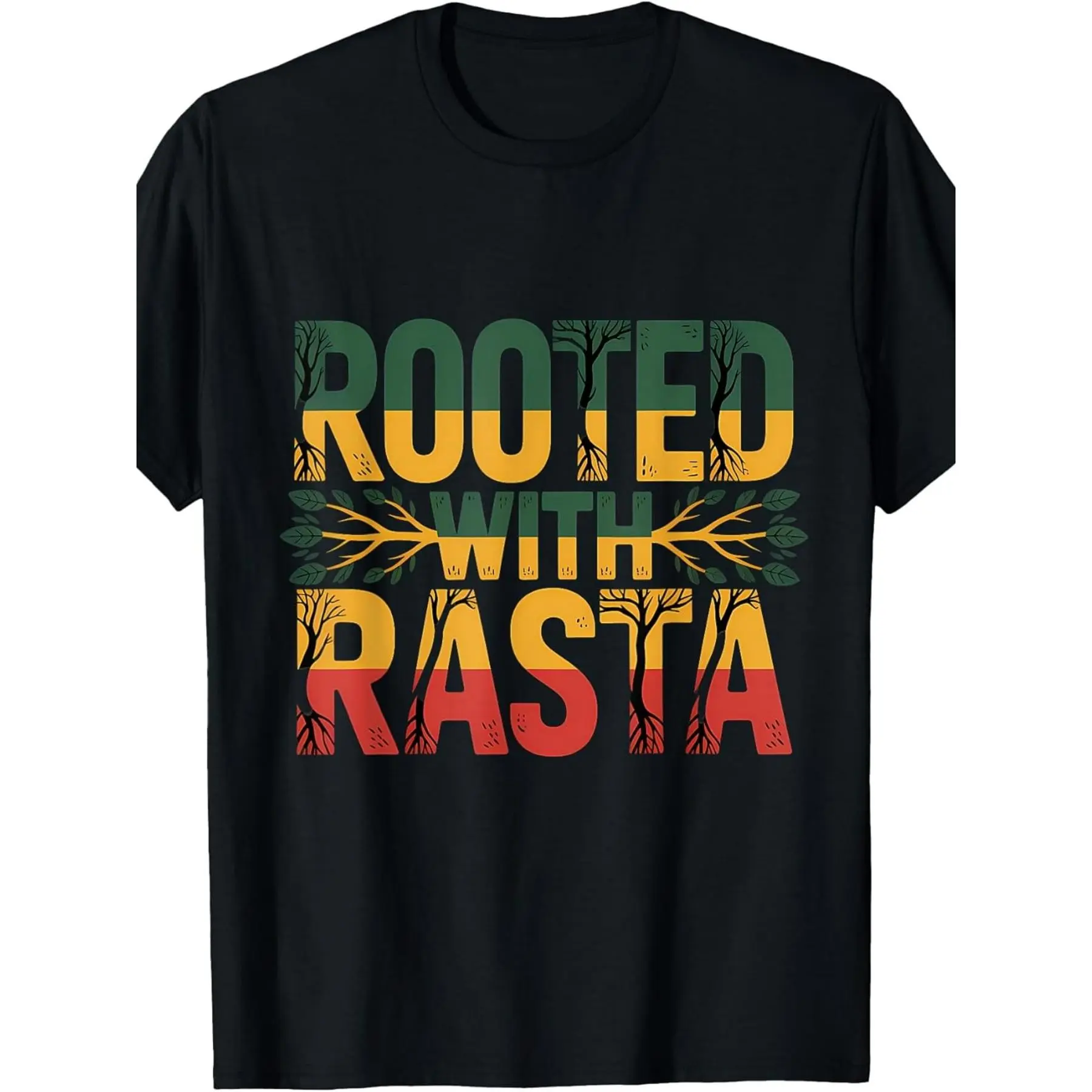 Women's Round Neck Casual Cotton Fabric Short-Sleeve T-Shirt, Rasta Reggae Rastafari Roots Jamaican Printed Design, 220G Pure Material, Unisex Style for 2025 Summer, Shortsleeve, Tops