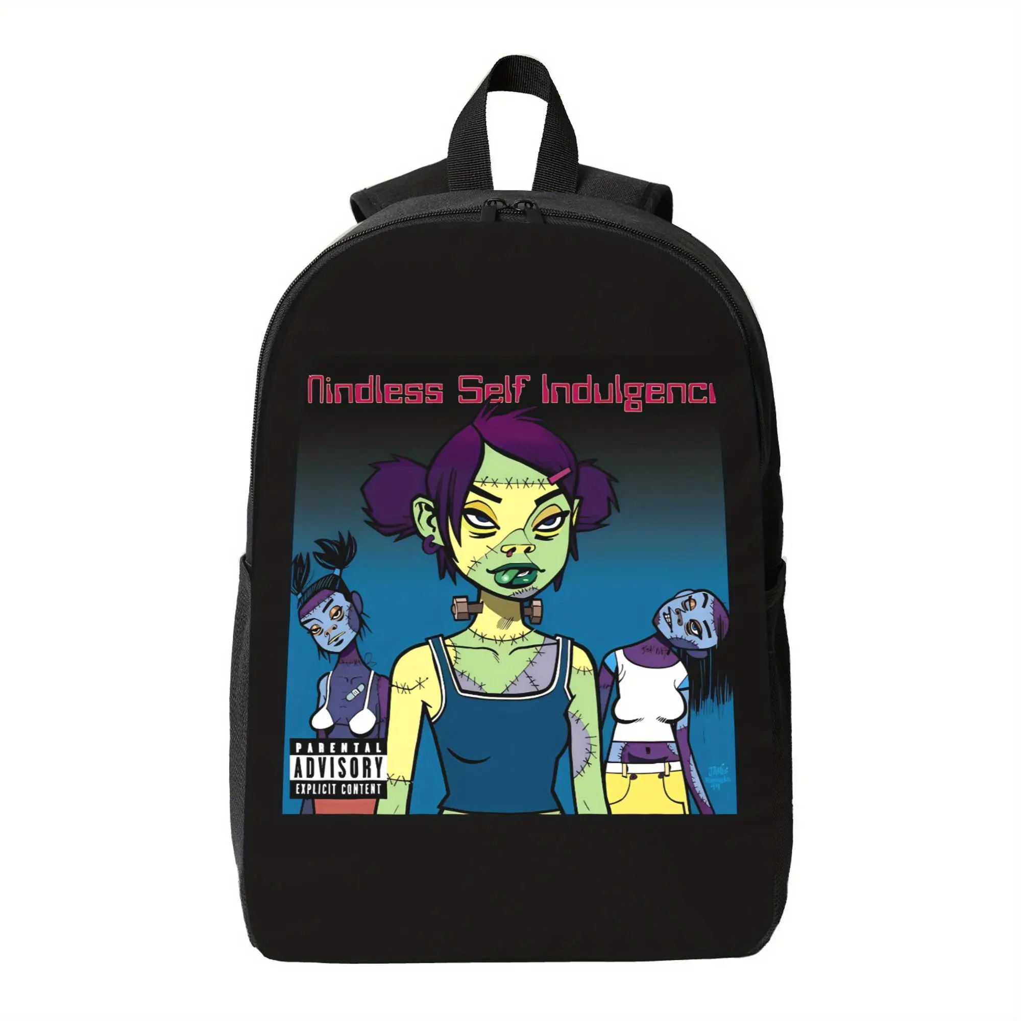 Frankenstein Backpack - Black, Adjustable Shoulder Straps, Zipper Closure, Striking Pattern Design, Durable Schoolbags & Backpacks for Students, Campus Life, Back to School Clothing and Accessories, School Vibe, Bagpack Travel, Large Capacity
