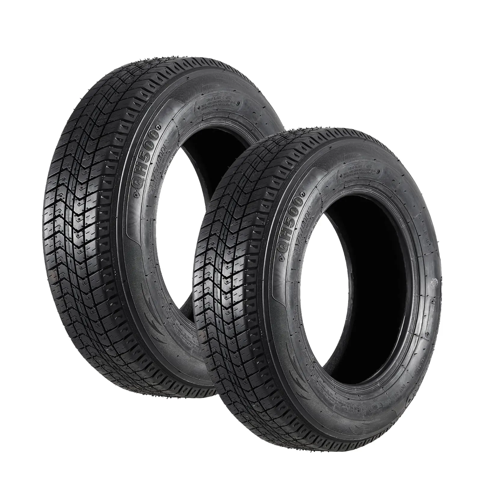 ST175/80D13 Trailer Tires Set of 2, Load Range C 6-Ply. 1377 lbs Capacity, Nylon Cap Ply. For Boat, Utility, Cargo Trailers. 24" Diameter, Deep Tread. Heavy Duty Replacement Tires. Safe & Durable