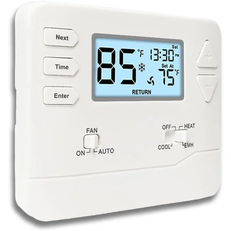 Non-Programmable Thermostat for Home Heating, Heat Pump Single-Stage Systems, Supports 2 Heat/1 Cool or 1 Heat/1 Cool, Easy Install with White Backlit Display